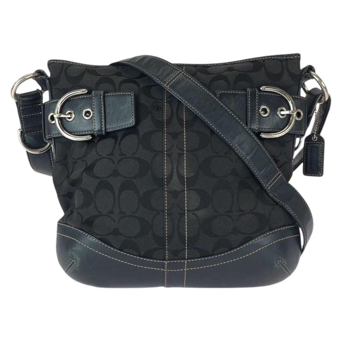 22764
COACH コーチ シグネチャー ブラック 黒 シルバー金具 キャンバス / レザー 3574 ショルダーバッグ メッセンジャーバッグ レディース AB4