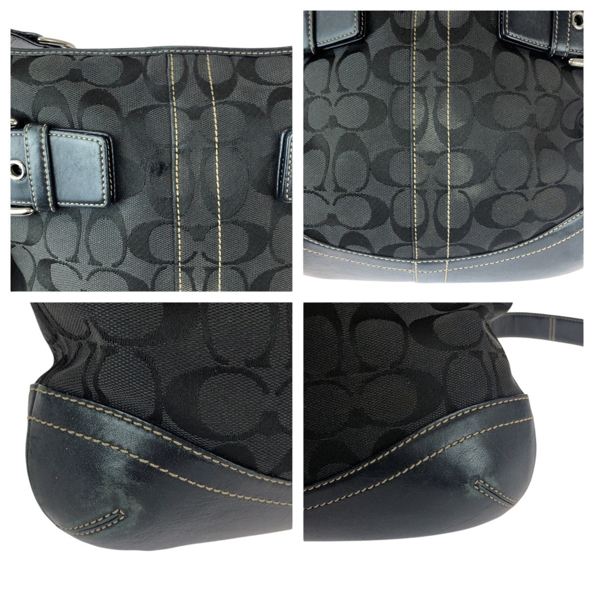22764
COACH コーチ シグネチャー ブラック 黒 シルバー金具 キャンバス / レザー 3574 ショルダーバッグ メッセンジャーバッグ レディース AB4
