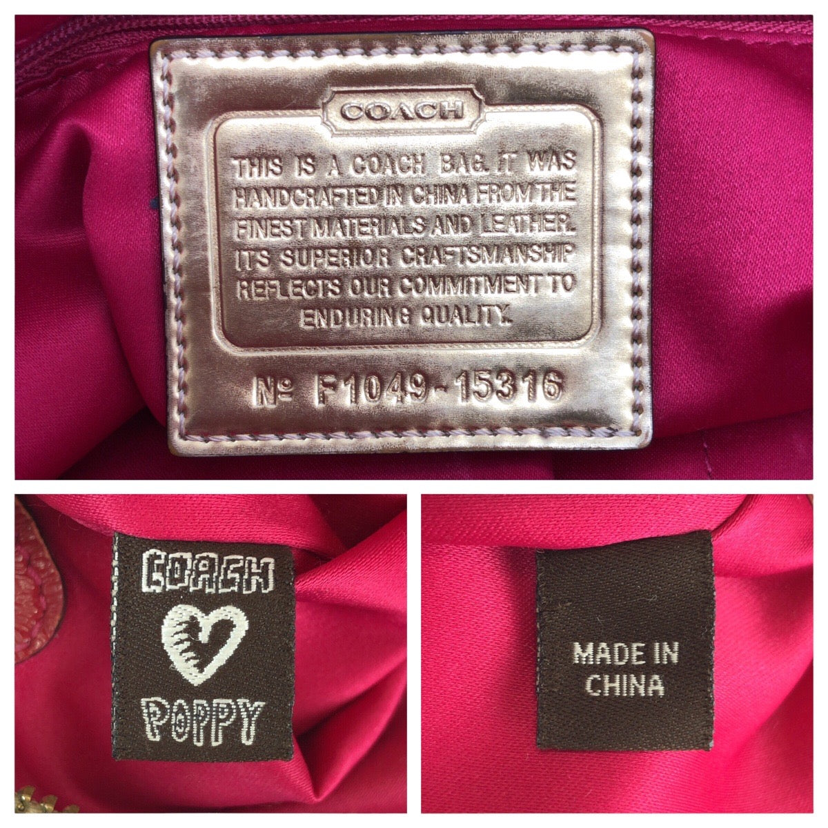 22765
COACH コーチ ポピー シグネチャー ベージュ ピンク ゴールド金具 キャンバス / パテントレザー 15316 トートバッグ ショルダーバッグ レディース AB4