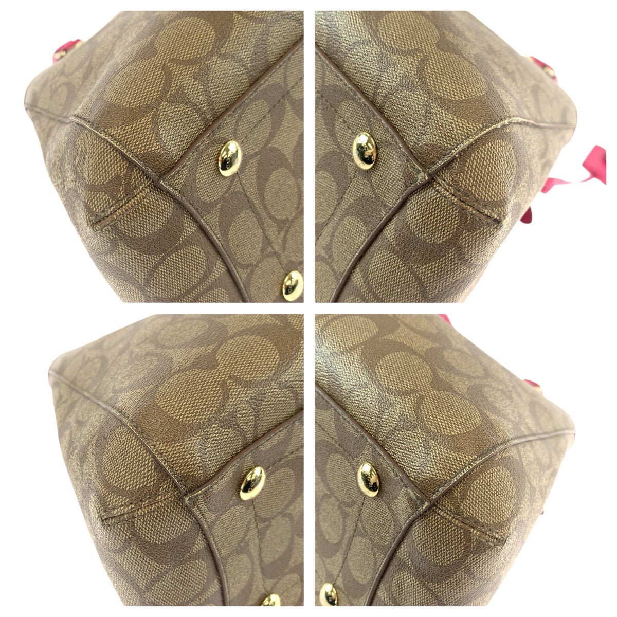 22766
COACH コーチ シグネチャー スモール マーゴット キャリーオール 2way ベージュ ピンク ゴールド金具 PVC / レザー F34608 ショルダーバッグ トートバッグ レディース AB5