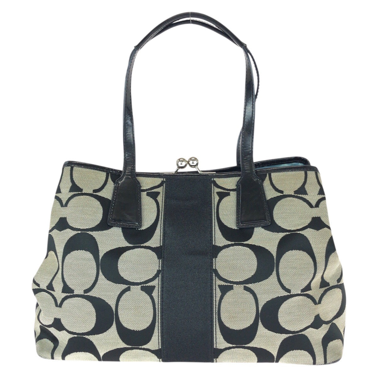 22768
COACH コーチ シグネチャー ブラック グレー シルバー金具 キャンバス / レザー F13533 トートバッグ ショルダーバッグ レディース AB5