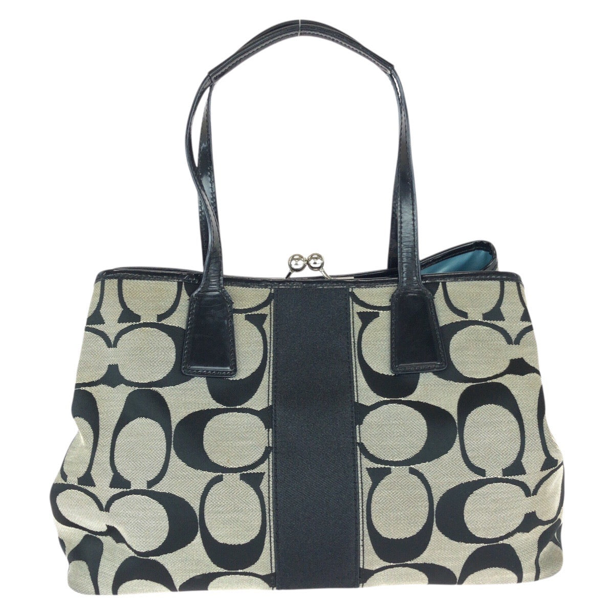 22768
COACH コーチ シグネチャー ブラック グレー シルバー金具 キャンバス / レザー F13533 トートバッグ ショルダーバッグ レディース AB5