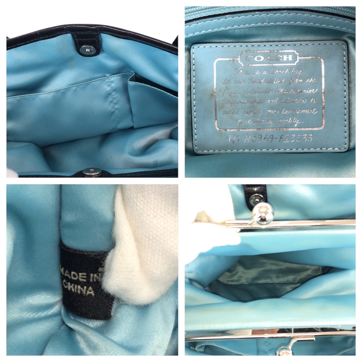 22768
COACH コーチ シグネチャー ブラック グレー シルバー金具 キャンバス / レザー F13533 トートバッグ ショルダーバッグ レディース AB5