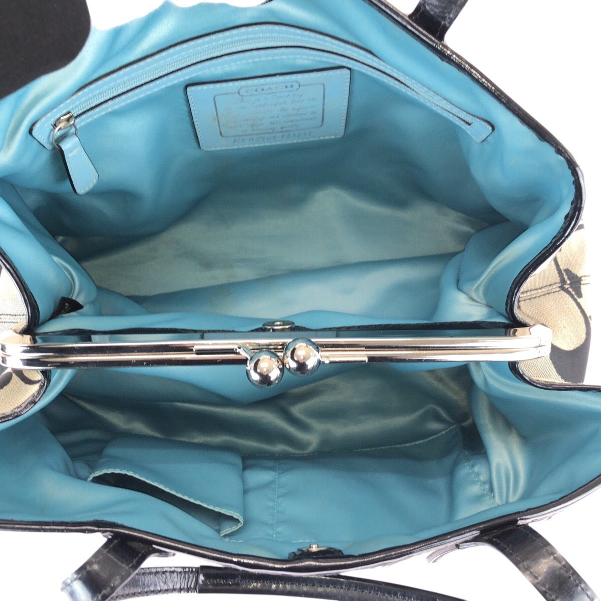 22768
COACH コーチ シグネチャー ブラック グレー シルバー金具 キャンバス / レザー F13533 トートバッグ ショルダーバッグ レディース AB5