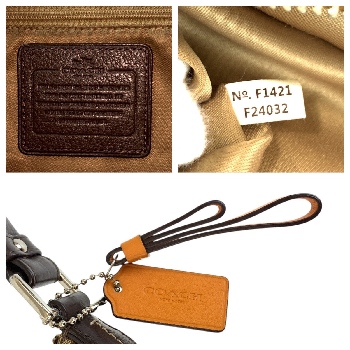 22769
COACH コーチ シグネチャー ブラウン ベージュ シルバー金具 キャンバス / レザー F24032 ショルダーバッグ メッセンジャーバッグ レディース AB7