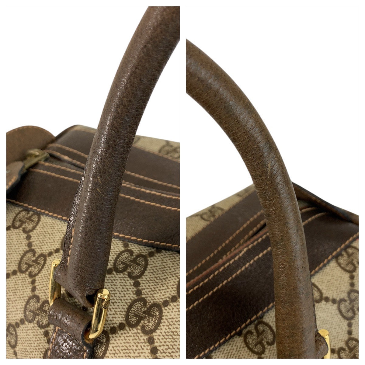 22774
GUCCI グッチ ヴィンテージ オールドグッチ シェリーライン ベージュ ブラウン ゴールド金具 GGスプリームキャンバス / レザー ハンドバッグ ボストンバッグ レディース ABP42