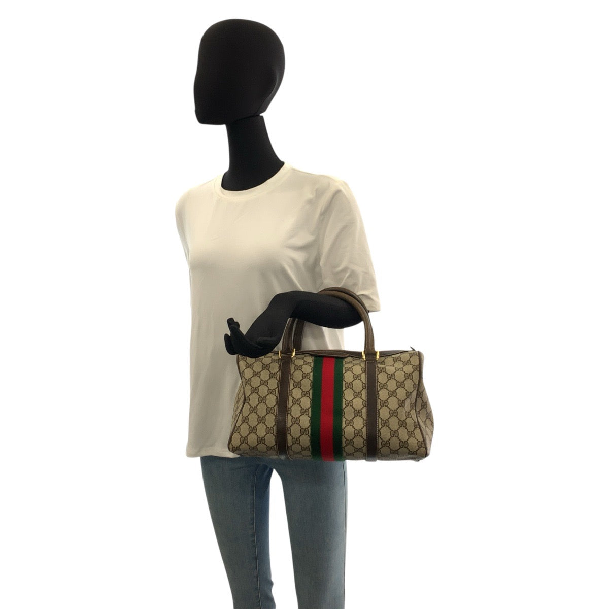 22774
GUCCI グッチ ヴィンテージ オールドグッチ シェリーライン ベージュ ブラウン ゴールド金具 GGスプリームキャンバス / レザー ハンドバッグ ボストンバッグ レディース ABP42