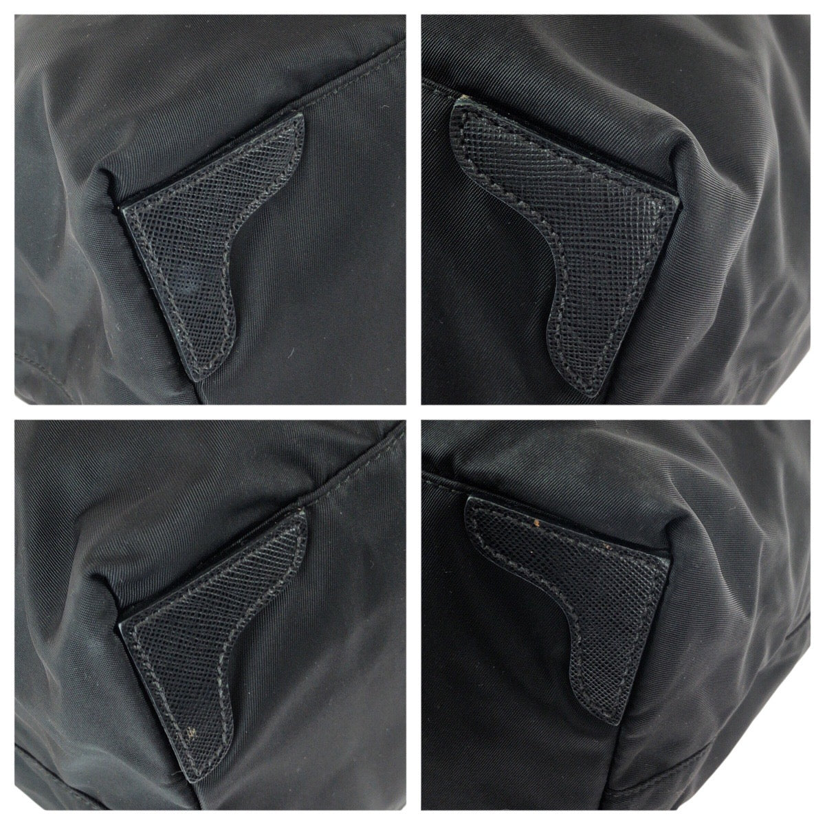 22775
PRADA プラダ テスート サフィアーノ 三角ロゴプレート ブラック 黒 シルバー金具 ナイロン / レザー トートバッグ ショルダーバッグ レディース ABP38