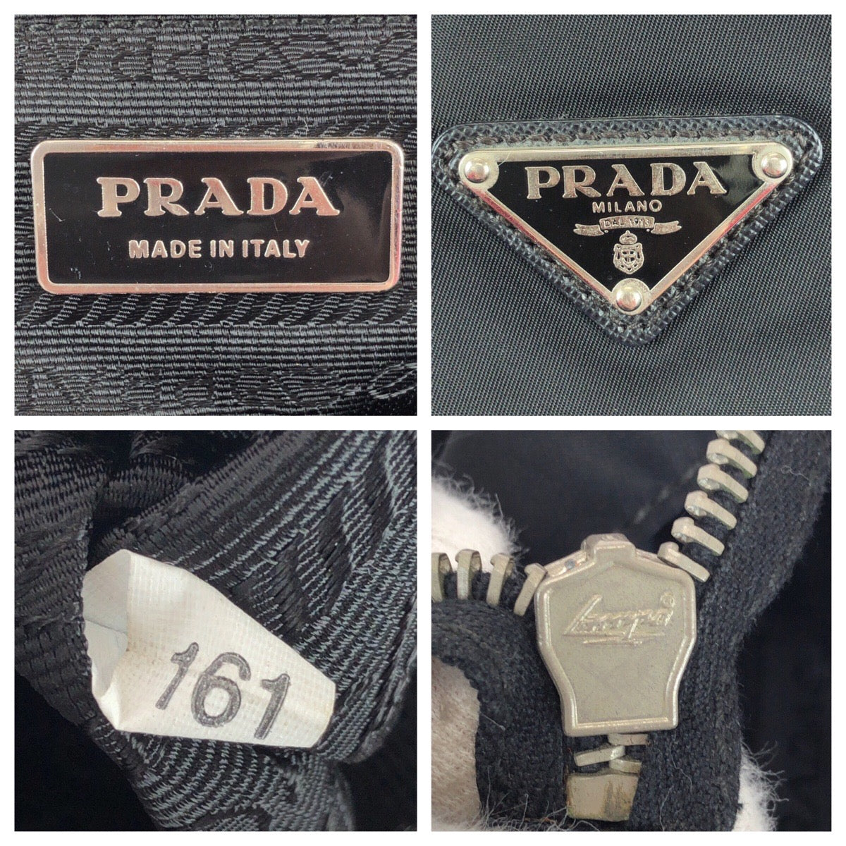 22775
PRADA プラダ テスート サフィアーノ 三角ロゴプレート ブラック 黒 シルバー金具 ナイロン / レザー トートバッグ ショルダーバッグ レディース ABP38