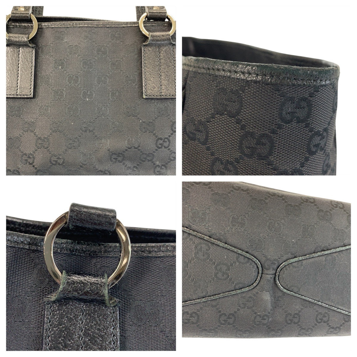 22776
GUCCI Black GG Canvas / Leather 113017 Tote Bag Shoulder Bag Women's B14