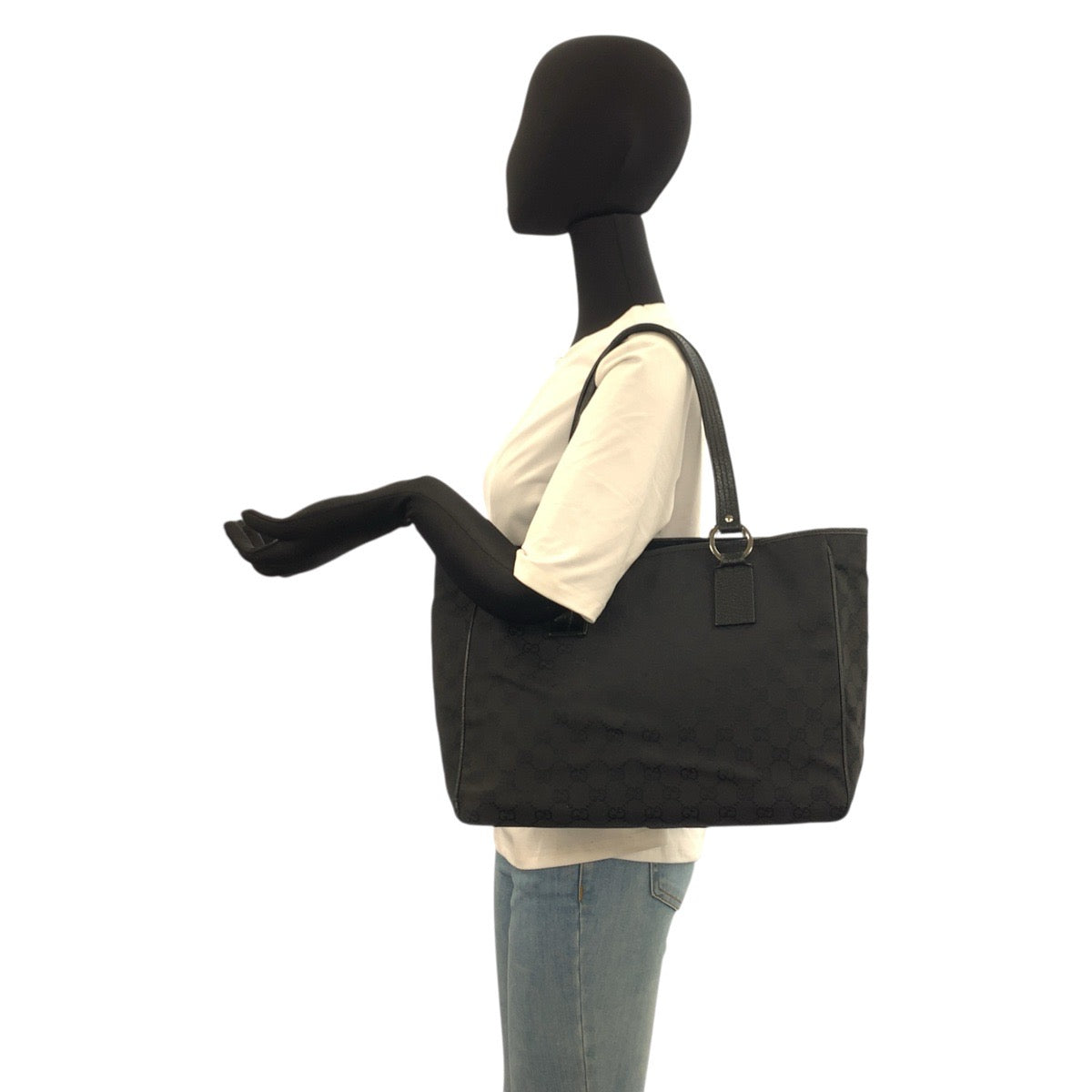 22776
GUCCI Black GG Canvas / Leather 113017 Tote Bag Shoulder Bag Women's B14