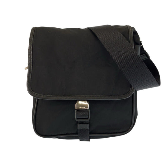 22781
PRADA プラダ テスート 三角ロゴプレート ブラック 黒 シルバー金具 ナイロン / レザー ショルダーバッグ ポシェット レディース ABP35