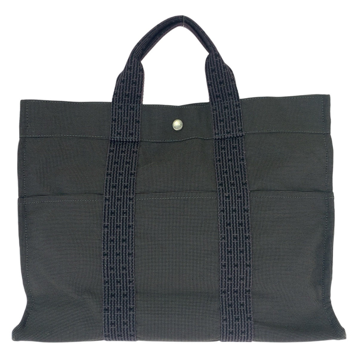 22783
HERMES エルメス エールライン MM グレー シルバー金具 キャンバス トートバッグ 男女兼用 メンズ AB28