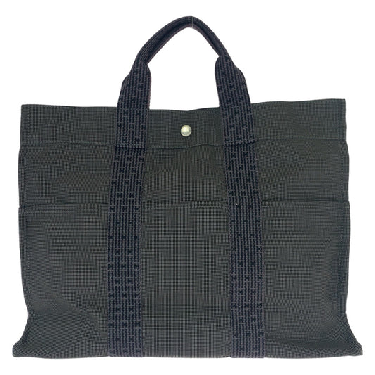 22783
HERMES エルメス エールライン MM グレー シルバー金具 キャンバス トートバッグ 男女兼用 メンズ AB28