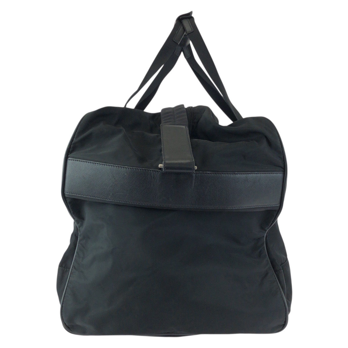 22784
PRADA プラダ テスート サフィアーノ 三角ロゴプレート ブラック 黒 シルバー金具 ナイロン / レザー ボストンバッグ 2way レディース AB42