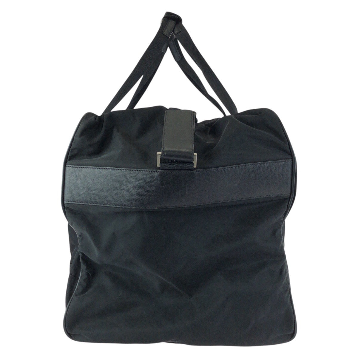 22784
PRADA プラダ テスート サフィアーノ 三角ロゴプレート ブラック 黒 シルバー金具 ナイロン / レザー ボストンバッグ 2way レディース AB42