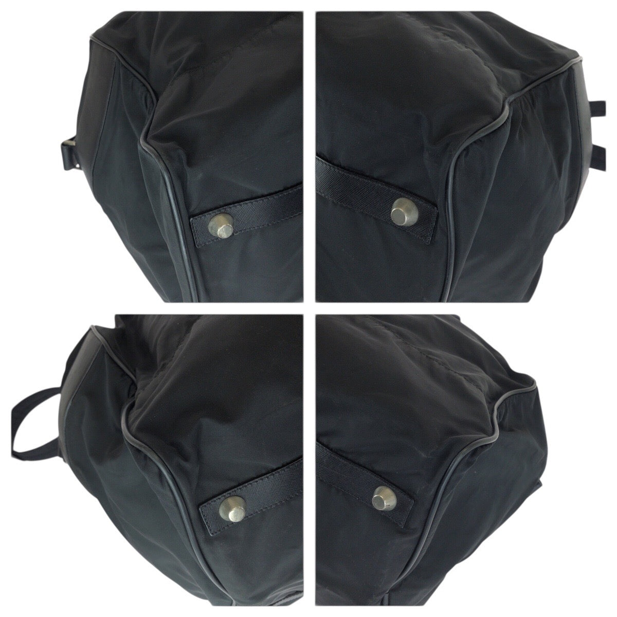 22784
PRADA プラダ テスート サフィアーノ 三角ロゴプレート ブラック 黒 シルバー金具 ナイロン / レザー ボストンバッグ 2way レディース AB42