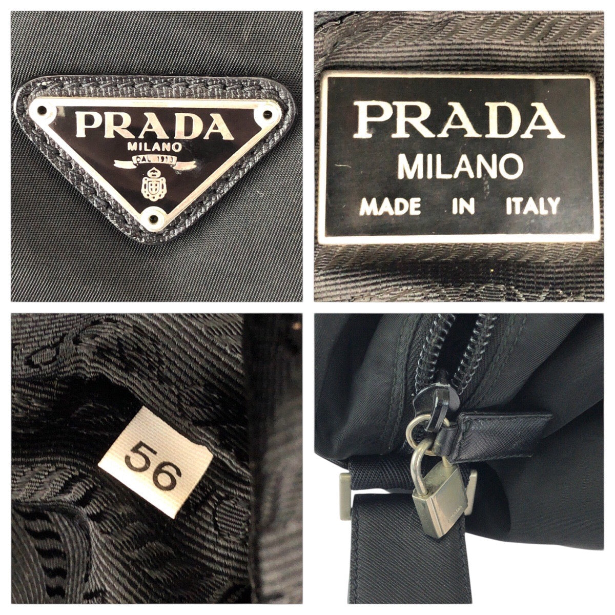22784
PRADA プラダ テスート サフィアーノ 三角ロゴプレート ブラック 黒 シルバー金具 ナイロン / レザー ボストンバッグ 2way レディース AB42