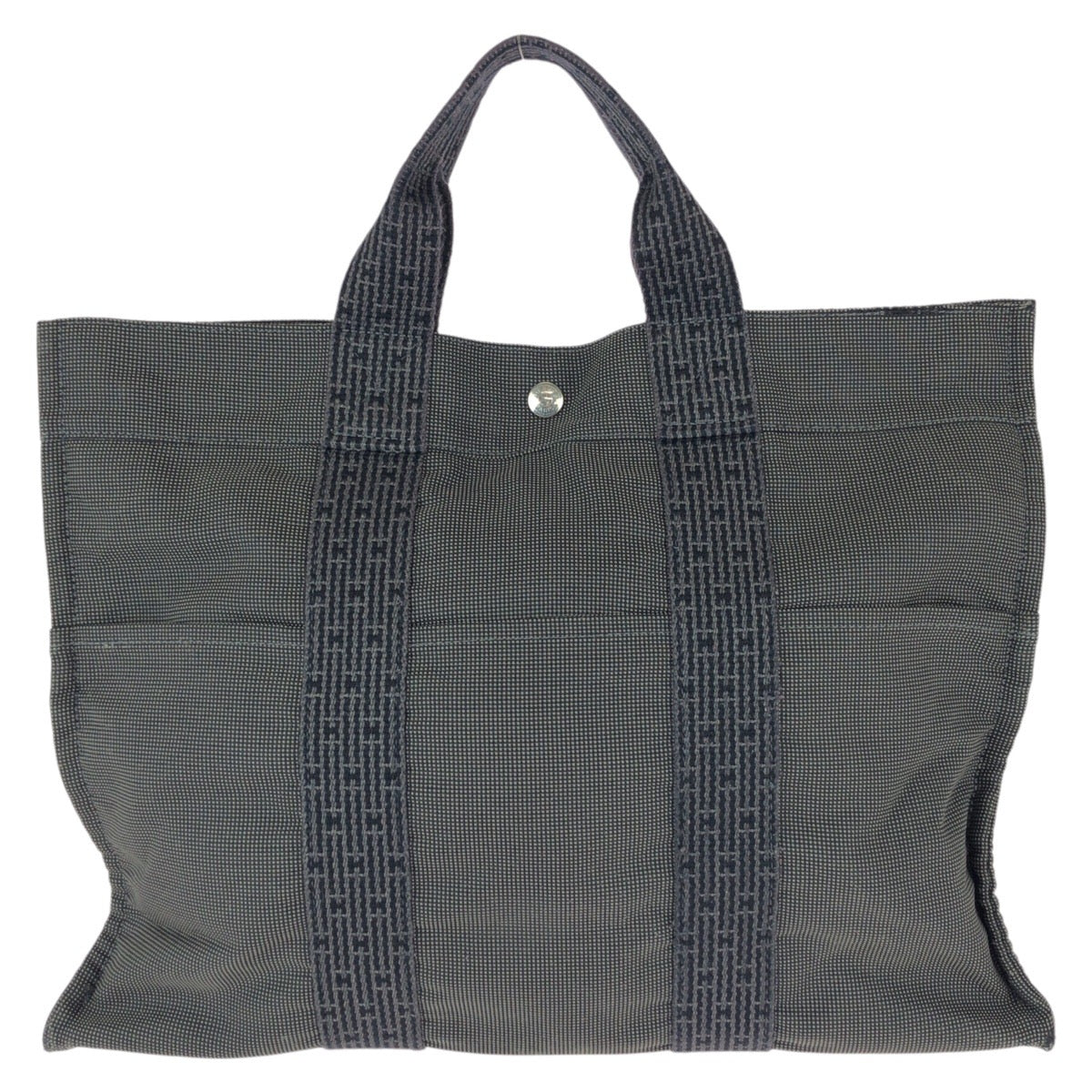 22787
HERMES エルメス エールライン MM グレー シルバー金具 キャンバス トートバッグ 男女兼用 メンズ AB15