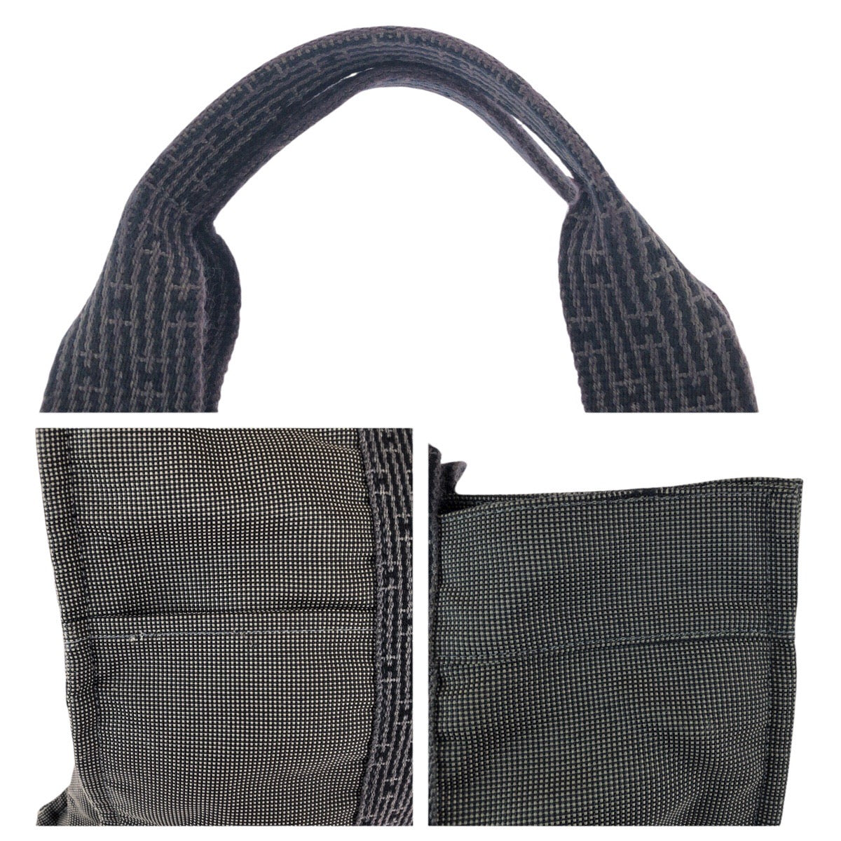 22787
HERMES エルメス エールライン MM グレー シルバー金具 キャンバス トートバッグ 男女兼用 メンズ AB15