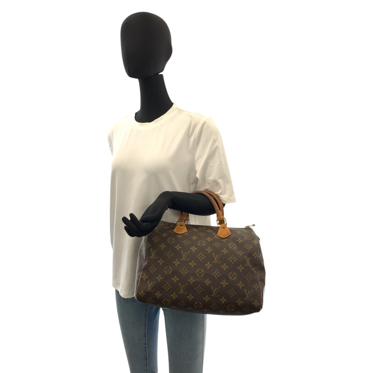 22789
LOUIS VUITTON ルイヴィトン モノグラム スピーディ30 ブラウン ゴールド金具 PVC / レザー M41526 ハンドバッグ ミニボストンバッグ レディース B42