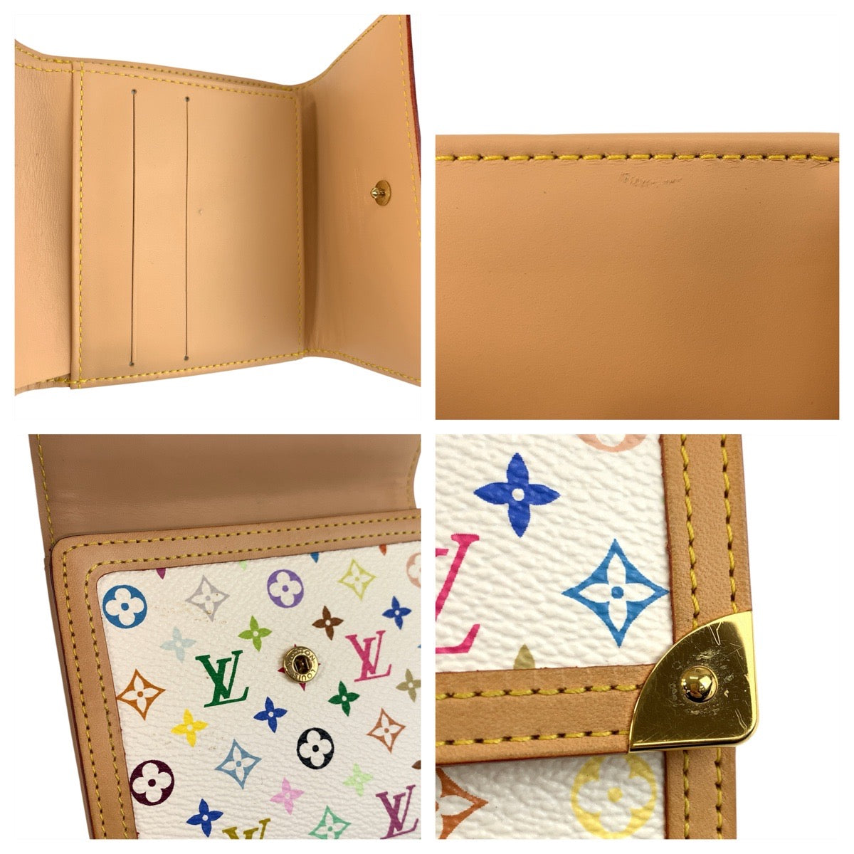 22790
LOUIS VUITTON ルイヴィトン マルチカラー ポルトモネ ビエ カルトクレディ ブロン ホワイト ゴールド金具 PVC M92983 折財布 コンパクトウォレット レディース A70