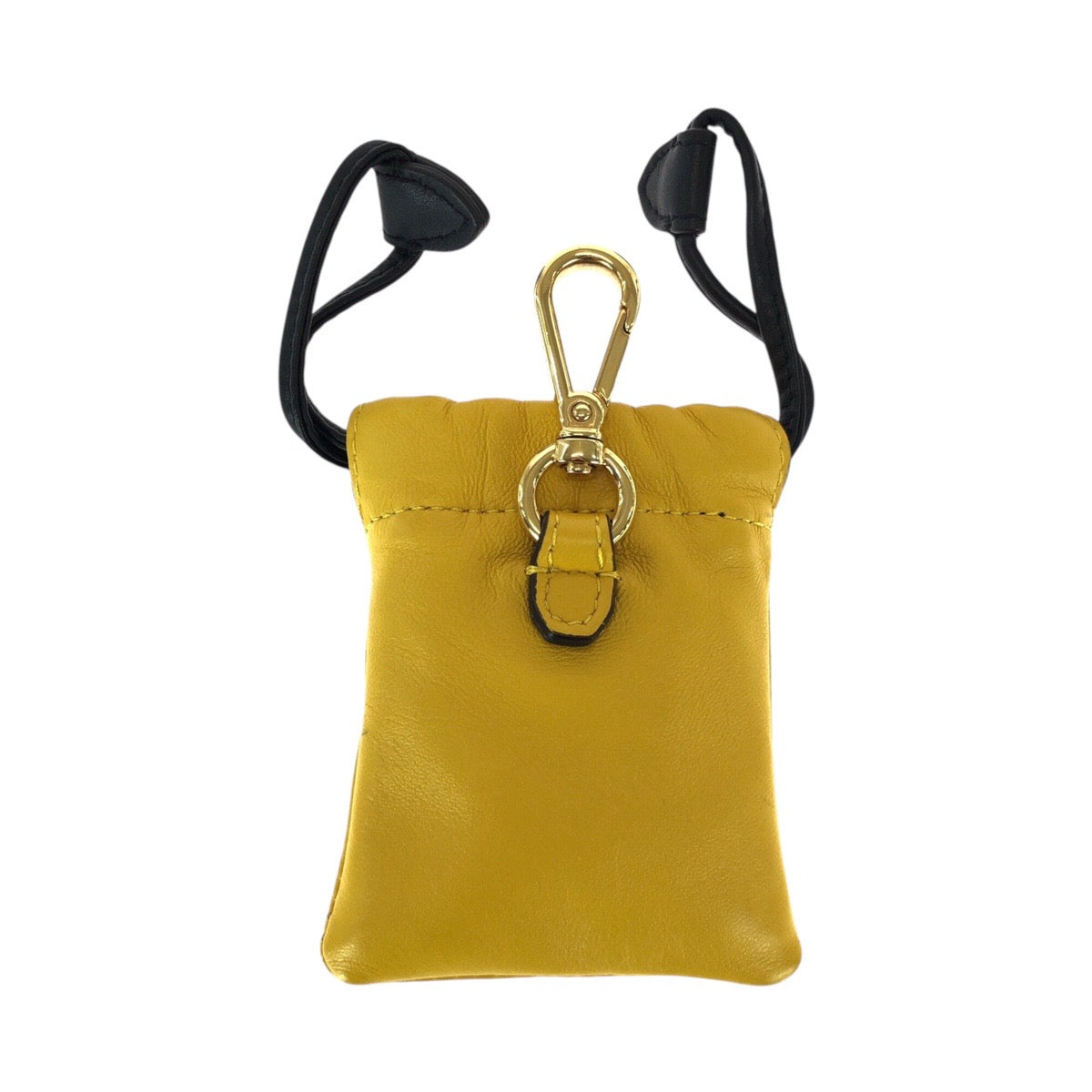 22797
FENDI フェンディ イエロー ブラック ゴールド金具 レザー 7AR897 ポーチ フォンポーチ レディース AB15