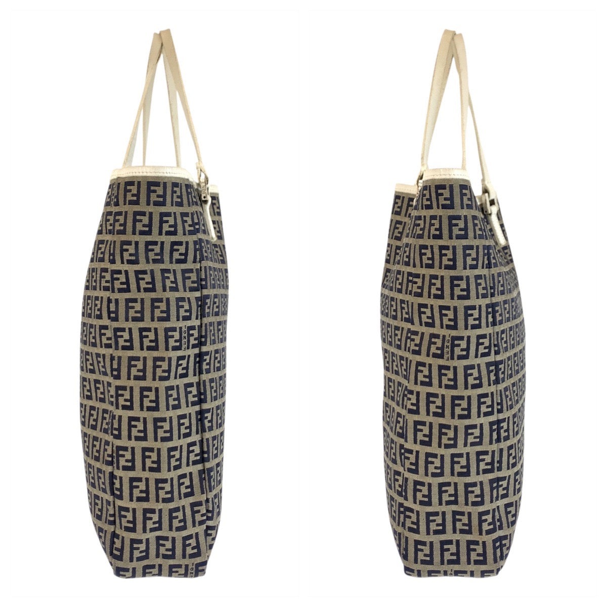 22801
FENDI フェンディ ズッキーノ グレー ホワイト シルバー金具 キャンバス / レザー 8BH006 トートバッグ ハンドバッグ レディース ABP35