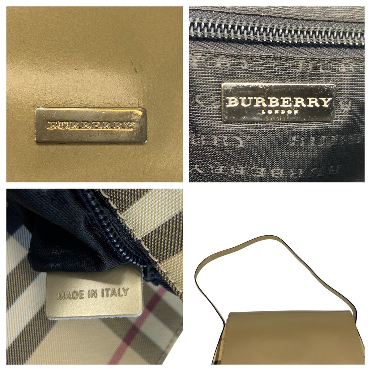 22802
BURBERRY バーバリー チェック柄 ベージュ ゴールド キャンバス / レザー ショルダーバッグ レディース ABP35