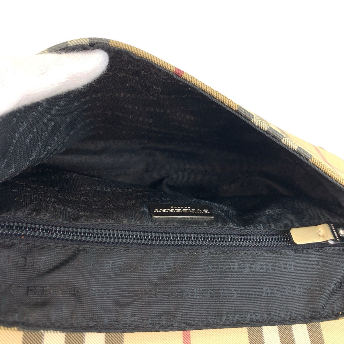 22802
BURBERRY バーバリー チェック柄 ベージュ ゴールド キャンバス / レザー ショルダーバッグ レディース ABP35