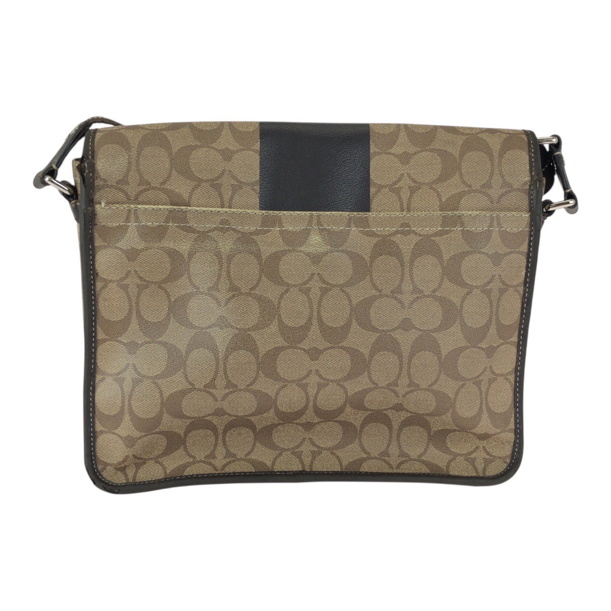 22804
COACH コーチ シグネチャー ブラウン ベージュ シルバー金具 PVC / レザー F70590 ショルダーバッグ メッセンジャーバッグ 男女兼用 レディース AB10