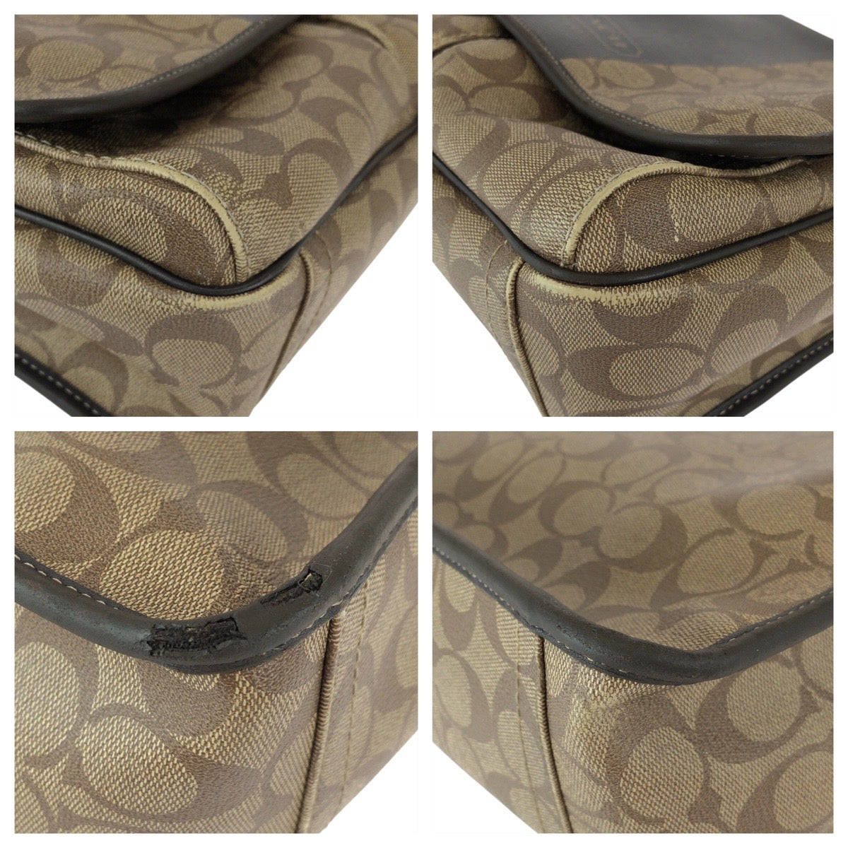 22804
COACH コーチ シグネチャー ブラウン ベージュ シルバー金具 PVC / レザー F70590 ショルダーバッグ メッセンジャーバッグ 男女兼用 レディース AB10