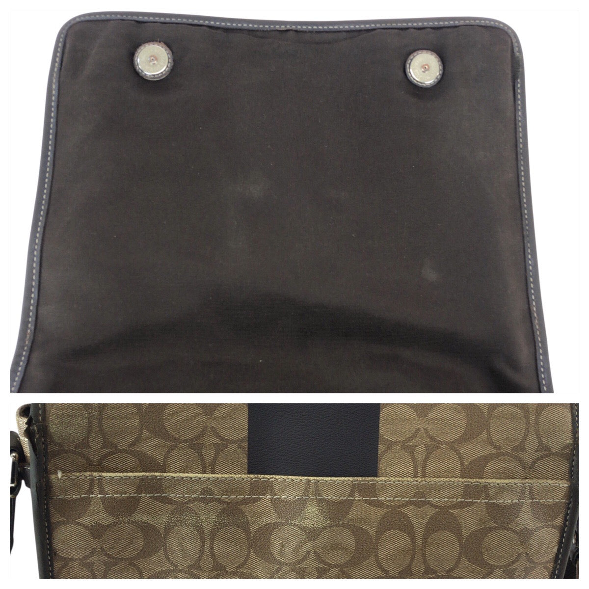 22804
COACH コーチ シグネチャー ブラウン ベージュ シルバー金具 PVC / レザー F70590 ショルダーバッグ メッセンジャーバッグ 男女兼用 レディース AB10