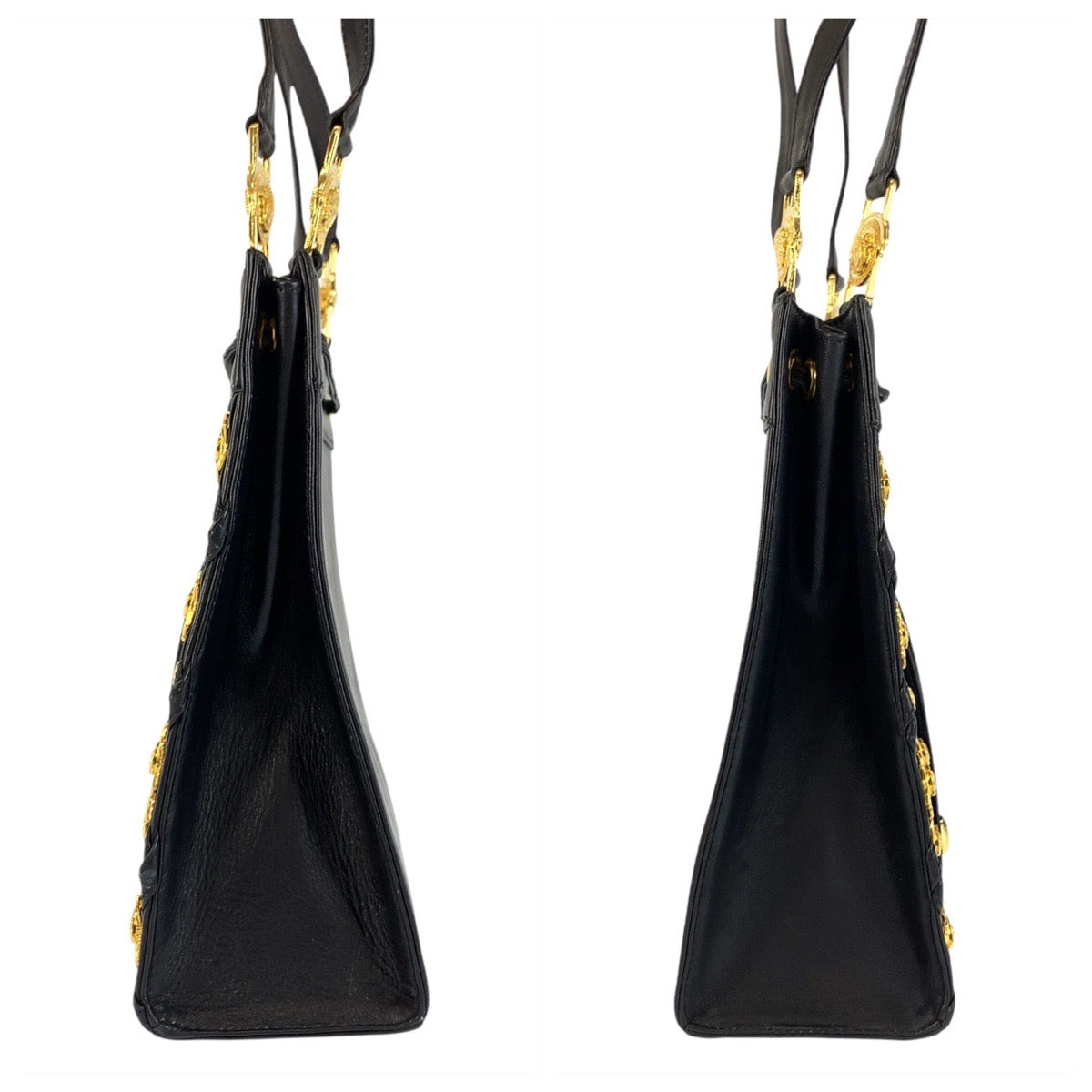 22808
VERSACE ヴェルサーチ ヴィンテージ メデューサ ブラック 黒 ゴールド金具 レザー ショルダーバッグ ポシェット レディース ABP82