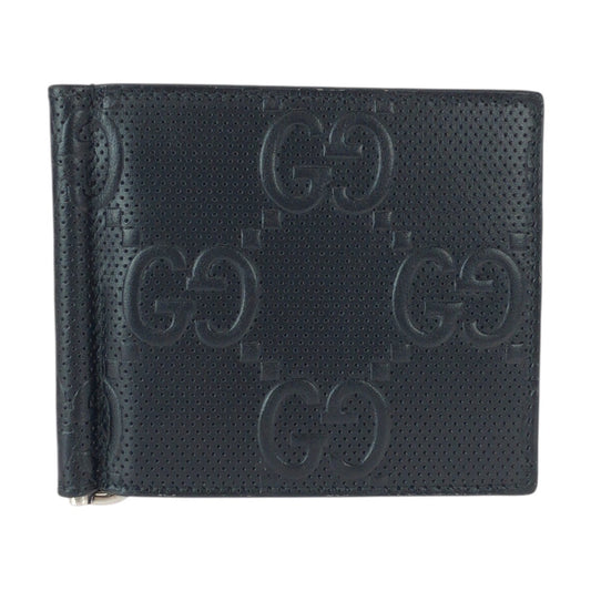 22811
GUCCI グッチ GGエンボス ブラック 黒 シルバー金具 レザー 676656 マネークリップ カードケース メンズ A35
