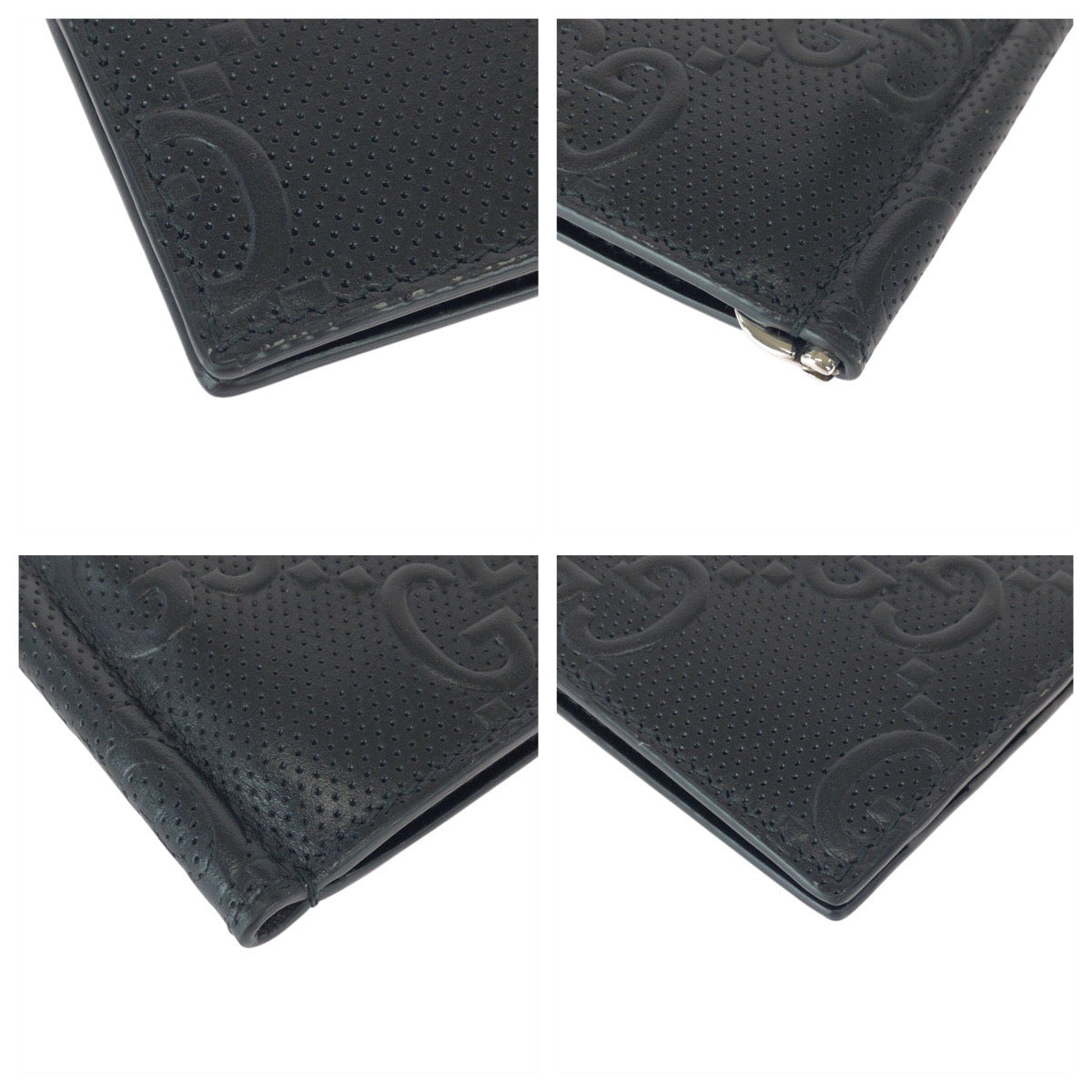 22811
GUCCI グッチ GGエンボス ブラック 黒 シルバー金具 レザー 676656 マネークリップ カードケース メンズ A35
