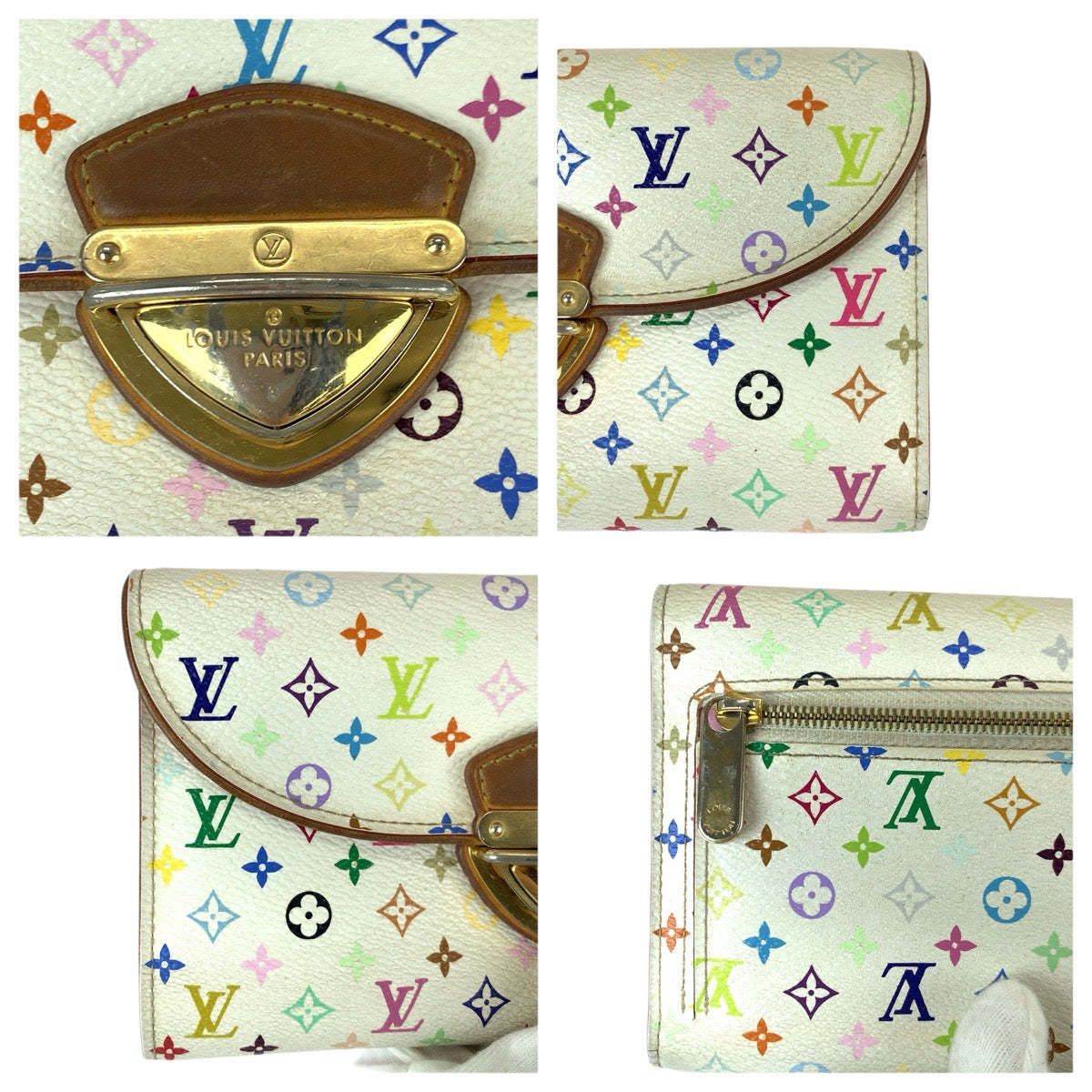 22817
LOUIS VUITTON ルイヴィトン モノグラム マルチカラー ポルトフォイユ ウジェニ ホワイト ゴールド金具 PVC / レザー M93736 長財布 ロングウォレット レディース AB28