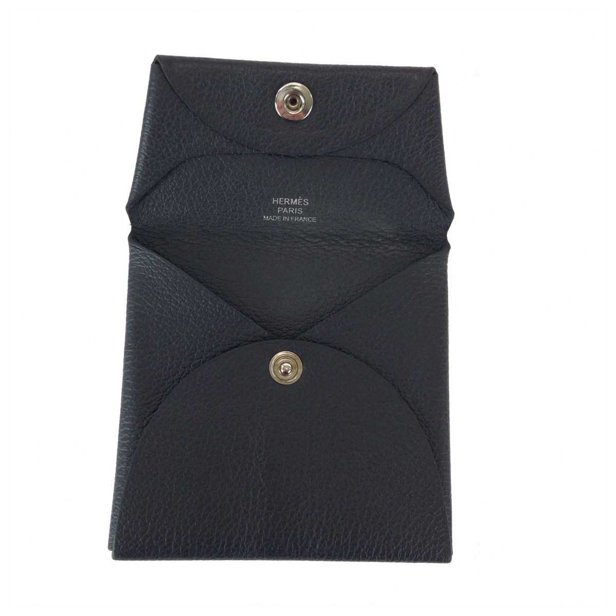 22819
HERMES Bastia Black Silver Hardware Leather Coin Purse Unisex W Stamp Men's ABP21