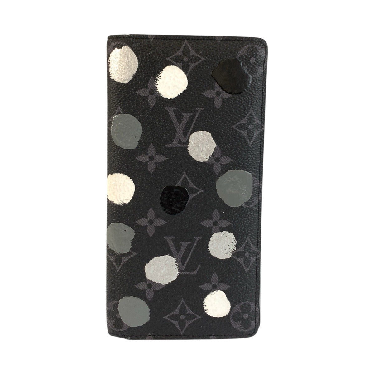 22821
LOUIS VUITTON ルイヴィトン Monogram Eclipse Portefeuille Painted Dots Yayoi Kusama Black Gray PVC M81932 Long Wallet Men's ABP82