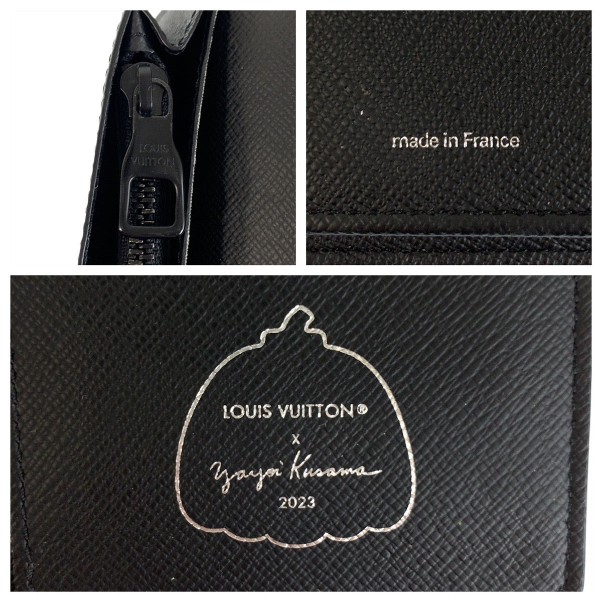 22821
LOUIS VUITTON ルイヴィトン Monogram Eclipse Portefeuille Painted Dots Yayoi Kusama Black Gray PVC M81932 Long Wallet Men's ABP82