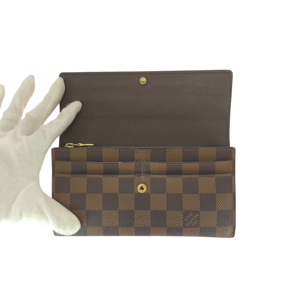 22823
LOUIS VUITTON ルイヴィトン ダミエ エベヌ ポルトフォイユ サラ ブラウン ゴールド金具 PVC N61734 長財布 ロングウォレット メンズ ABP21