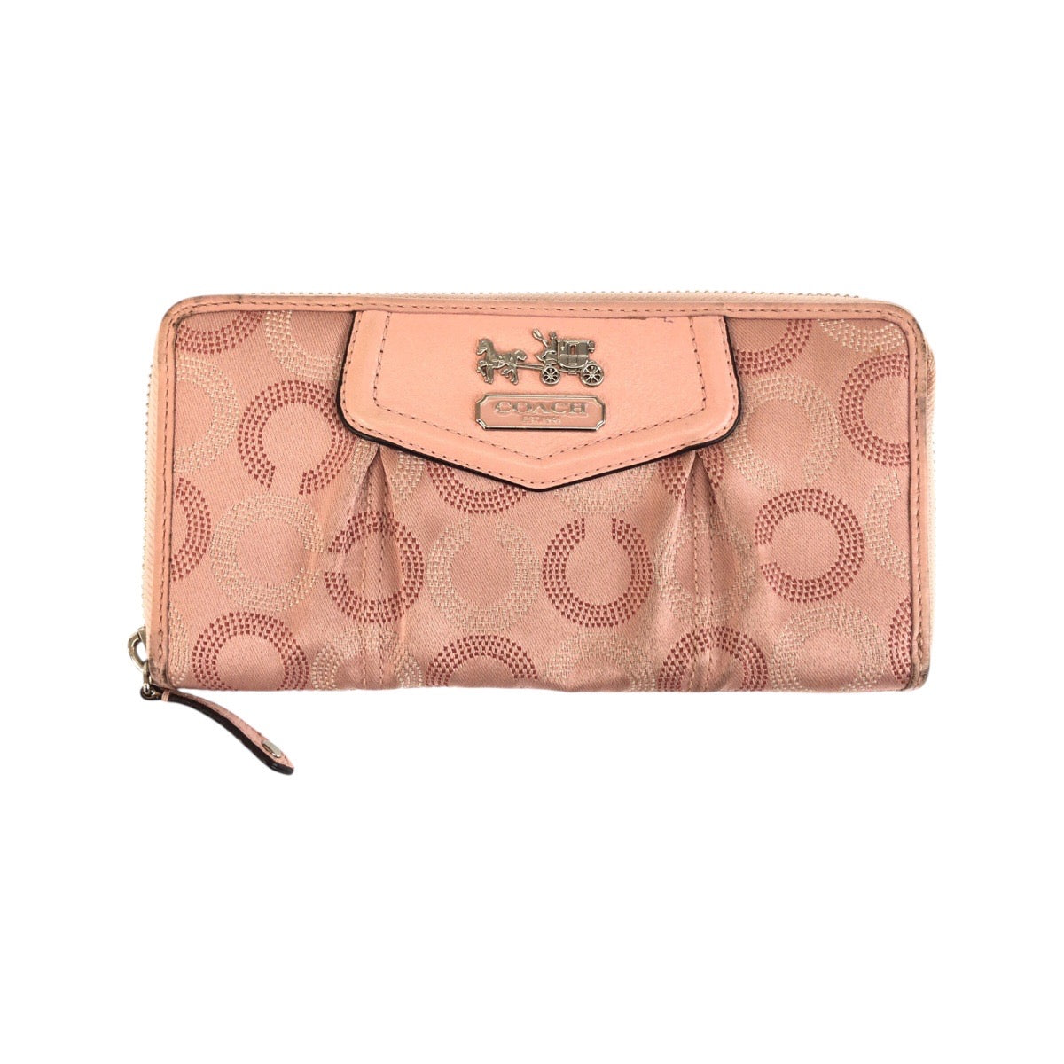 22826
COACH コーチ シグネチャー オプアート ピンク シルバー金具 キャンバス / レザー 長財布 ラウンドファスナー レディース B3