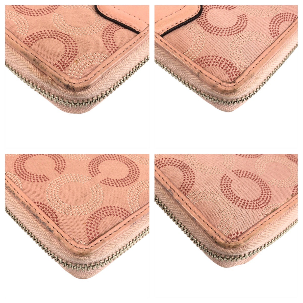 22826
COACH コーチ シグネチャー オプアート ピンク シルバー金具 キャンバス / レザー 長財布 ラウンドファスナー レディース B3