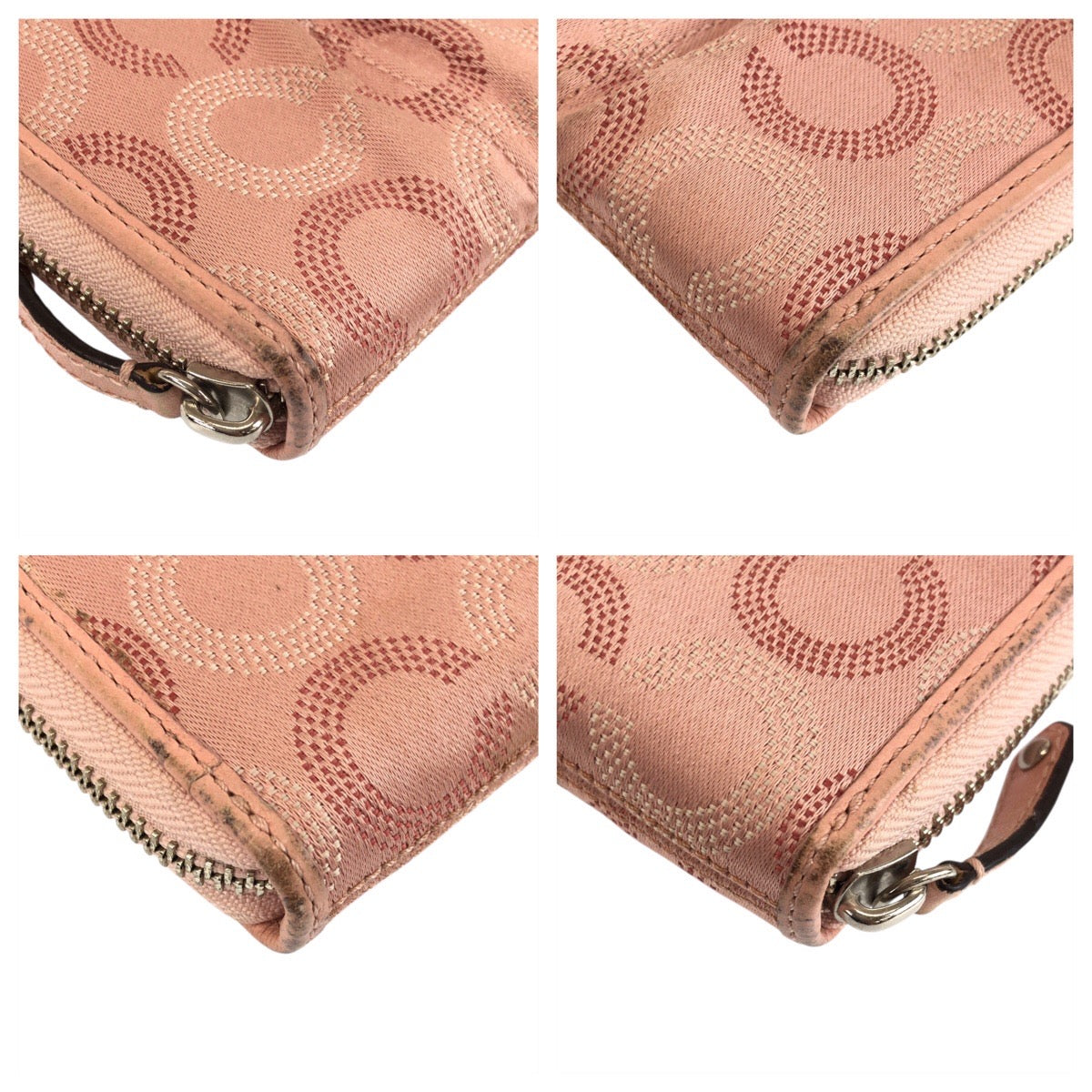 22826
COACH コーチ シグネチャー オプアート ピンク シルバー金具 キャンバス / レザー 長財布 ラウンドファスナー レディース B3