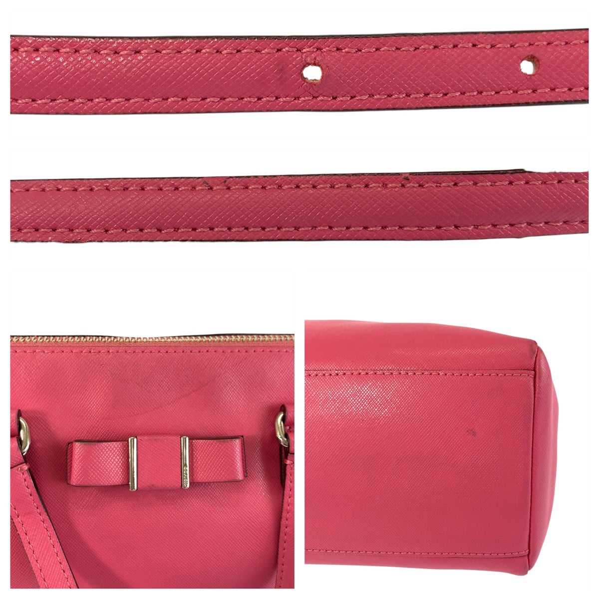 22828
COACH コーチ リボンモチーフ ピンク シルバー金具 レザー ハンドバッグ ショルダーバッグ 2way レディース AB4