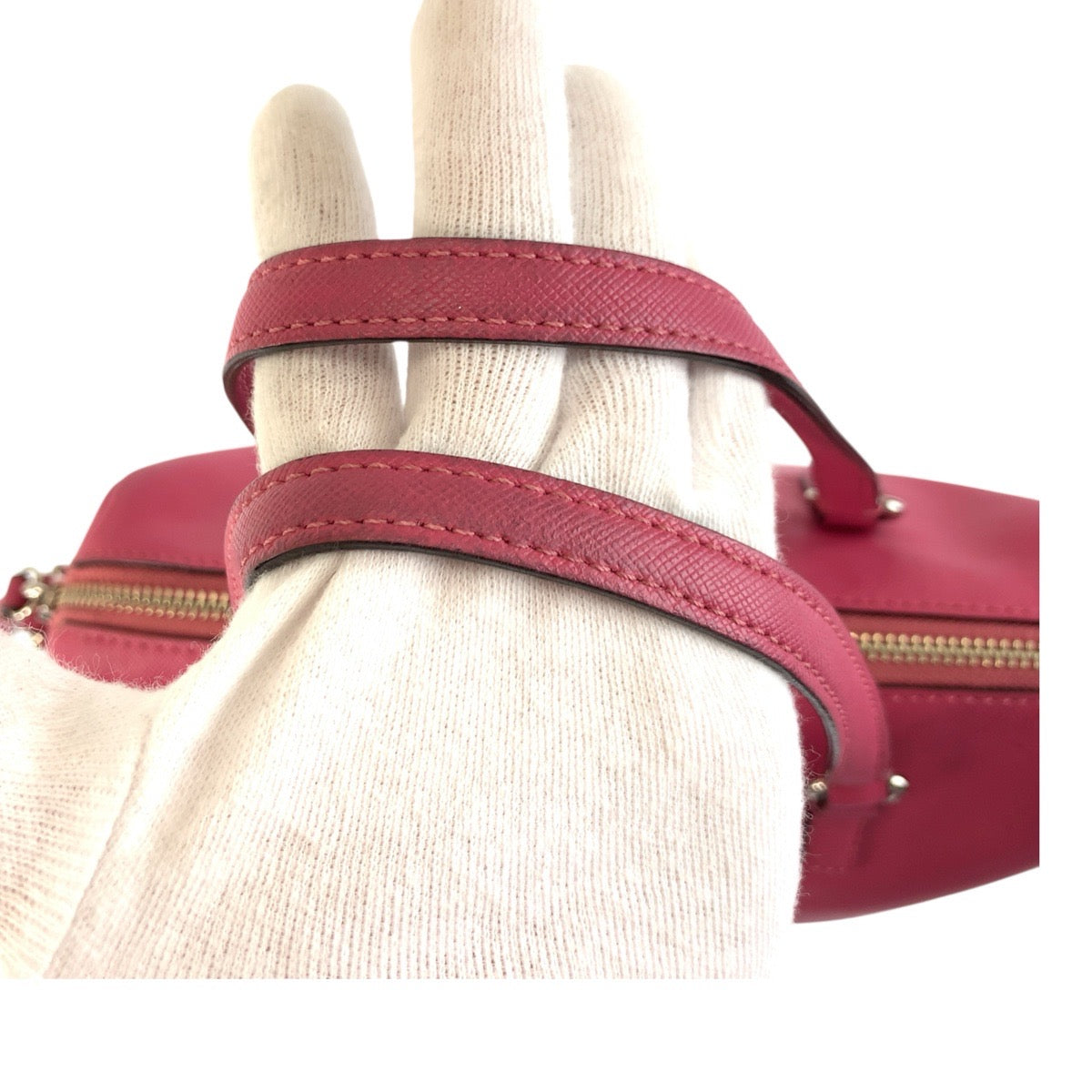 22828
COACH コーチ リボンモチーフ ピンク シルバー金具 レザー ハンドバッグ ショルダーバッグ 2way レディース AB4