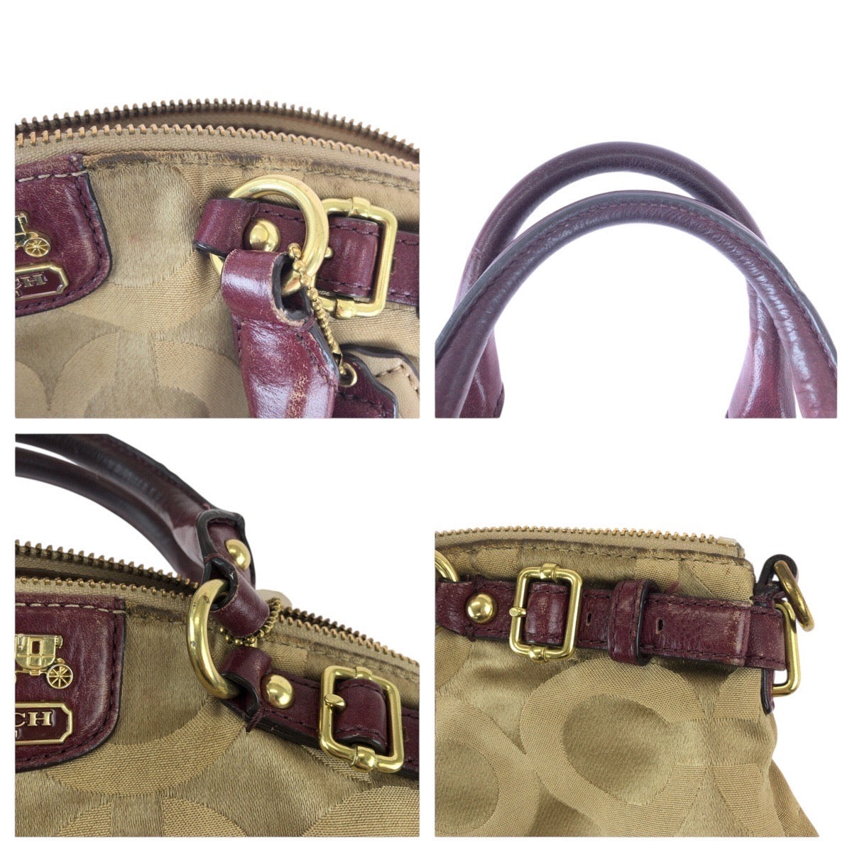 22829
COACH コーチ マディソン ベージュ ボルドー ゴールド金具 ナイロン / レザー G1176-18651 ハンドバッグ レディース AB3