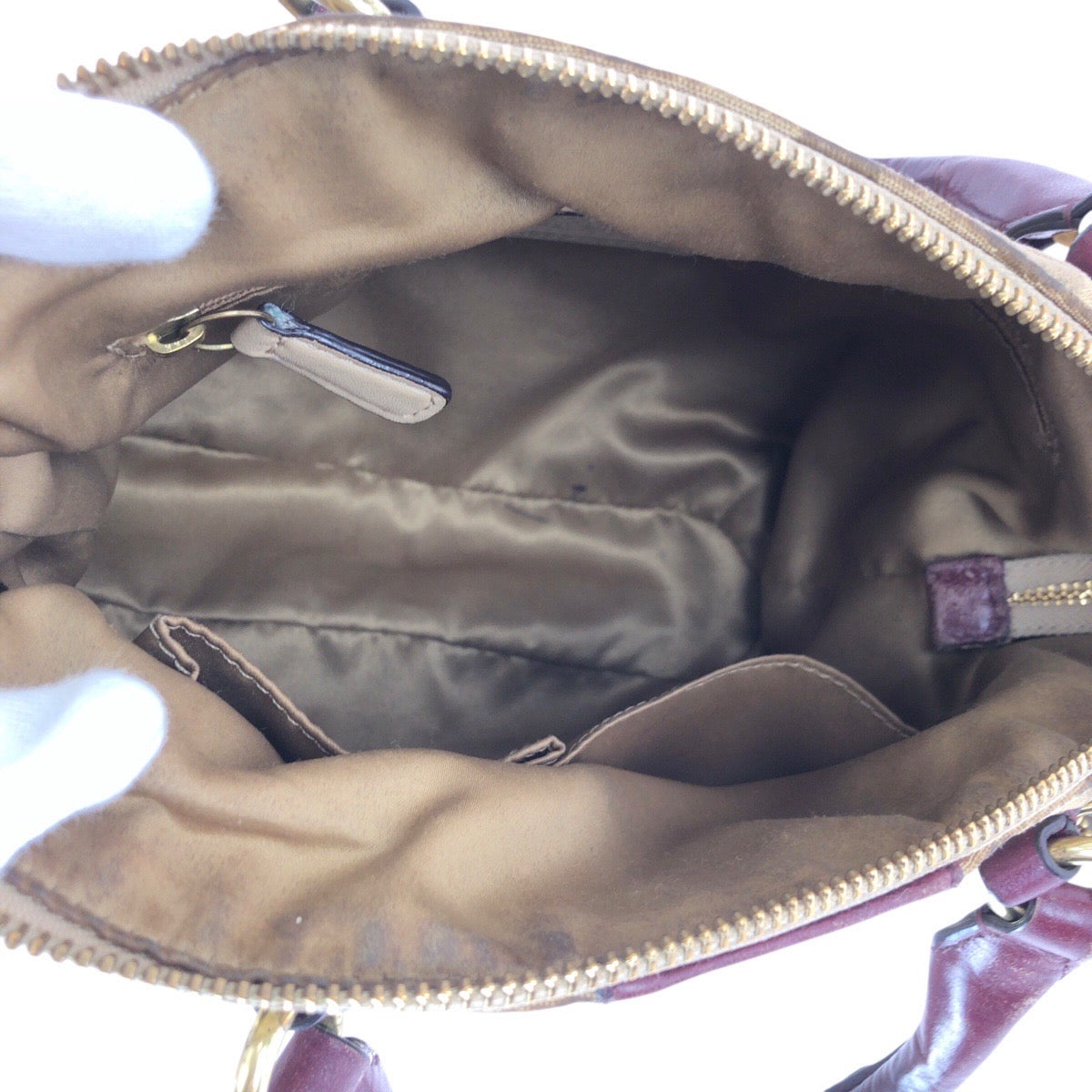 22829
COACH コーチ マディソン ベージュ ボルドー ゴールド金具 ナイロン / レザー G1176-18651 ハンドバッグ レディース AB3
