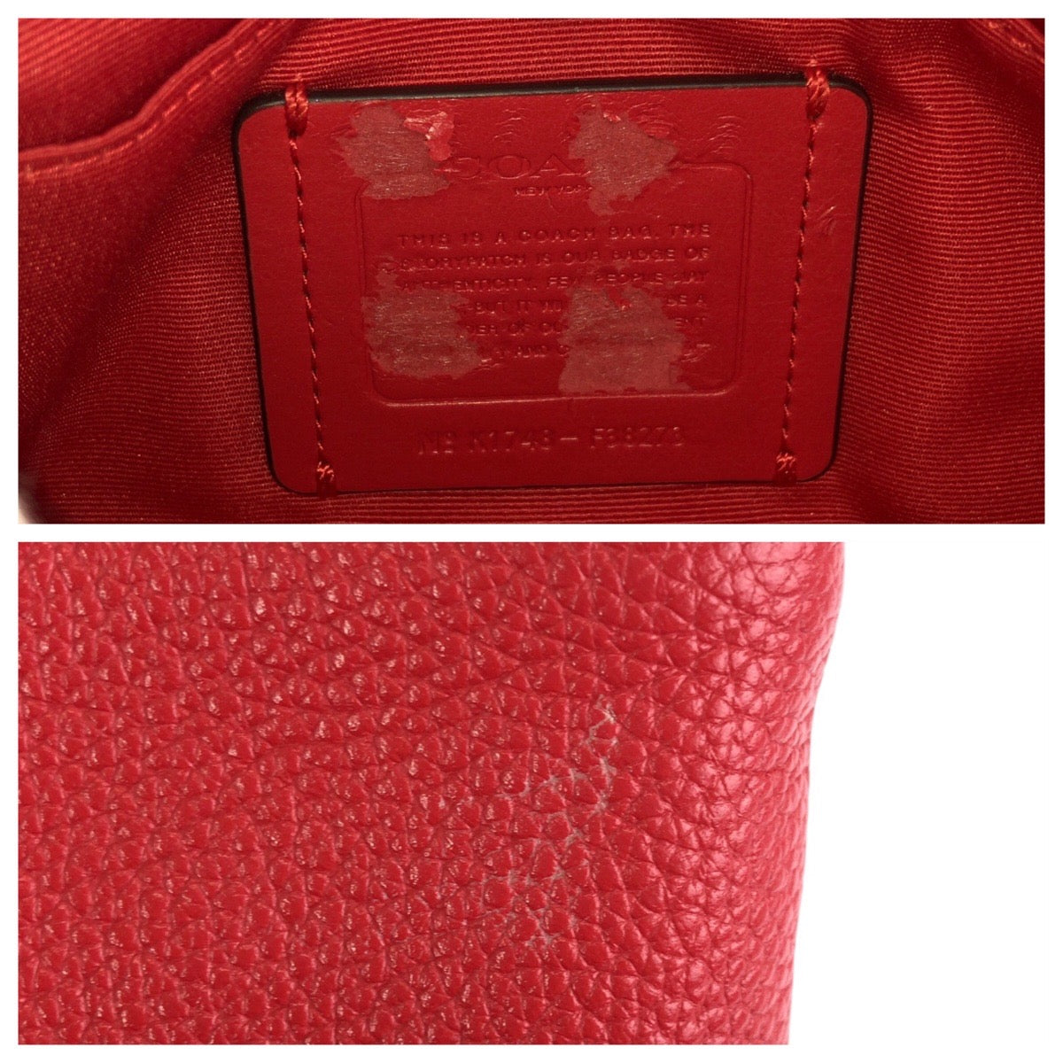 22830
COACH コーチ レイラ レッド 赤 ガンメタ金具 レザー F38273 ショルダーバッグ ポシェット レディース AB4
