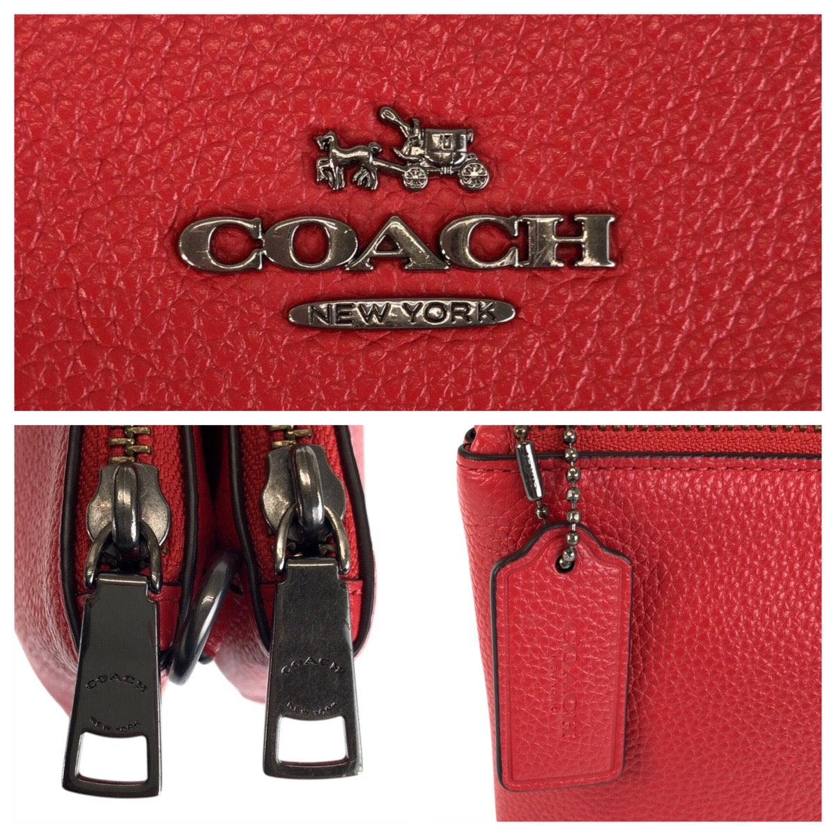 22830
COACH コーチ レイラ レッド 赤 ガンメタ金具 レザー F38273 ショルダーバッグ ポシェット レディース AB4